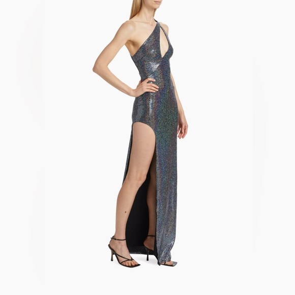 NWT The Sei One Shoulder Slit Galaxy Halo Evening Gown, Medium - Picture 3 of 8